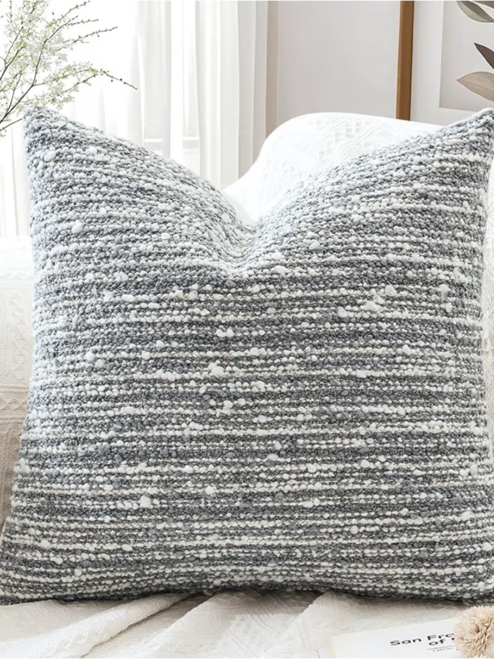 Artscope Throw Pillow Cover 24x24 Super Thick Grey